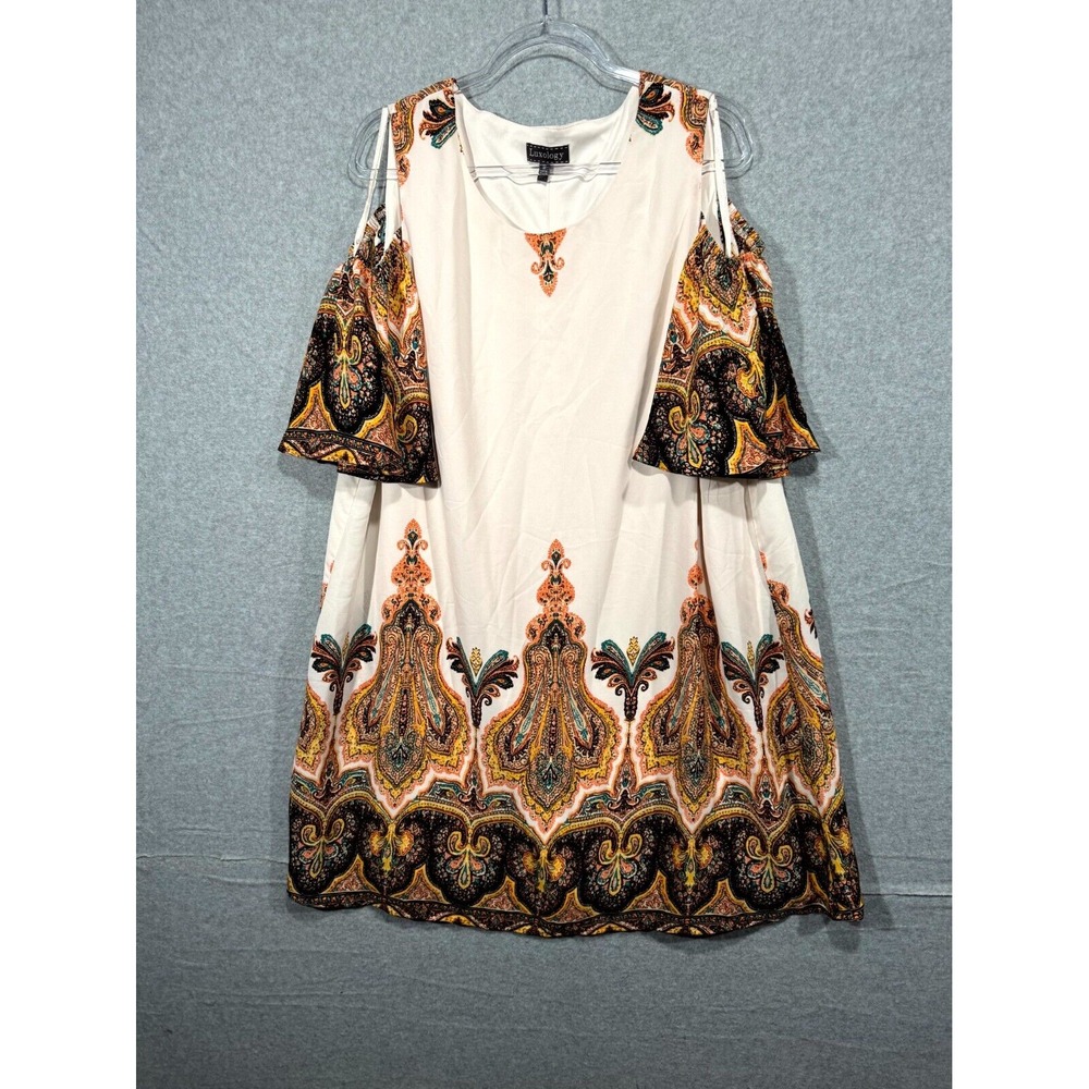 Luxology A-Line Dress Fit & Flare Half Off Shoulders Floral Womens White Size 18